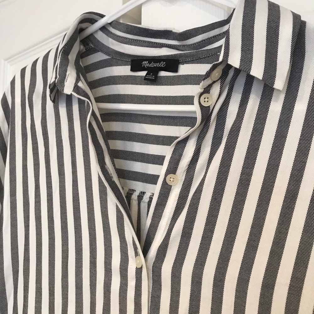 Madewell Striped Shift Dress with Ruffled Sleeves - Picture 5 of 7
